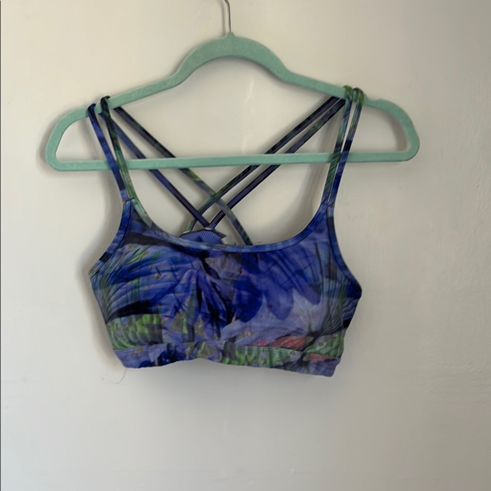 Women's Athleta Blue and Green Strappy Sports Bra.  Size M